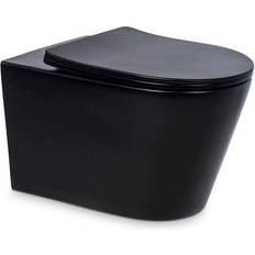 Toilet væghængt mat sort Blue Label Hængeskål rimfree M/SÆDE mat sort