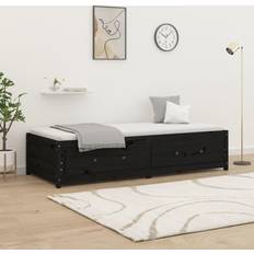 vidaXL Black, 75 Solid Pine Day Bed Sofa