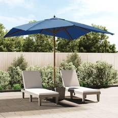 Bleu Parasols vidaXL Parasol De Jardin Avec Mât En Bois Bleu Azuré 300x300x273 cm