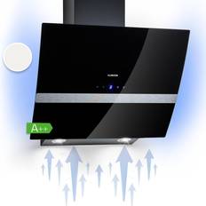Klarstein Clara 60 Cappa Aspirante 509 m3/h Touch Luce Ambientale, Trasparente, Nero