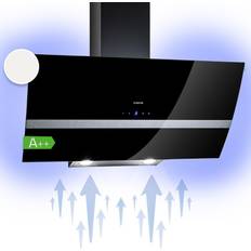 Klarstein Clara 90 Cappa Aspirante 509 m3/h Touch Luce Ambientale 90cm, Trasparente, Nero
