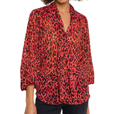 Dusk Animal Tie Detail Chiffon Blouse - Red