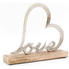 Geko Metal Heart of Love On A Wooden Base Figurine