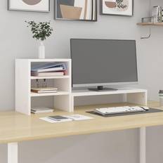 White TV Benches sale vidaXL Monitor Stand White 81 x 20 x 30 cm TV Bench