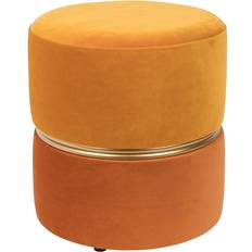 Homii Poggiapiedi Arancione Rivestimento Velluto Bubbly White Label Puf
