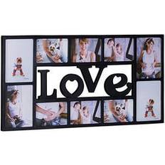 Relaxdays Collageram LOVE Fotoram 10 Kort 36,5 x 72 x 2 cm Svart Ram