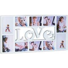 Relaxdays Collageram LOVE Fotoram 10 Kort 36,5 x 72 x 2 cm Vit Ram