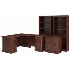 Desk and file cabinet set Bush Saratoga 66"W L-Shaped Writing Desk