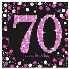 Amscan Sparkling Pink Celebration 70th Birthday Party Napkins (Pack Of 16) Rose