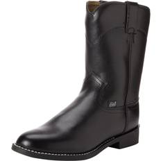 Cow Justin Mens Farm/Ranch Roper Black Cow Boot 7.5D Black