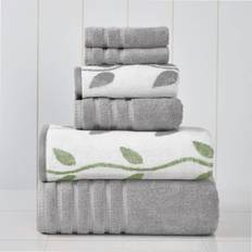 Towels on sale Modern Threads 6-Piece Yarn Dyed Organic Vines Jacquard/Solid Ultra Bath Towel Gray