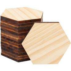 15 pack unfinished wooden hexagon cutouts for crafts, 1/4" thick for wood bur