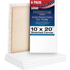 White Canvas 6 pack of us art supply 10" x 20" acrylic primed cotton duck stretched canvas