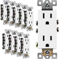 White Power Consumption Meters 10 pack decorator 15a white receptacle residential 5-15r outlet 61501-w plug