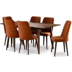 Orange Dining Sets Artemsis 7-Piece Mid Century Dining Set 2