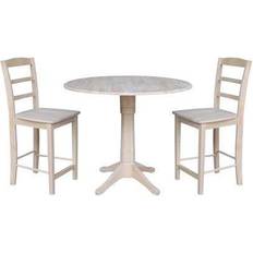 Counter height pedestal table International Concepts and Beige 36-Inch Round Dining Table