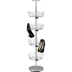 Silver Shoe Racks Household Essentials 4-Tier Revolving Tree 24 Pairs Shoe Rack