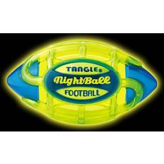 Play Ball Tangle NightBall Glow in the Dark Light Up LED Football, Green with Blue