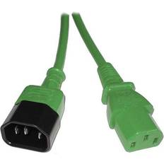 Smart 2m iec c13 socket to c14 plug mains extension cable green