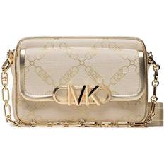 Michael Kors Beige Tassen Michael Kors MK Parker Medium Empire Logo Jacquard Crossbody Bag Gold NS