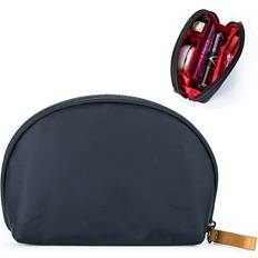 Red Cosmetic Bags Hekyip Half Moon Cosmetic Bag, Travel Makeup Pouch, Portable Waterproof Cosmetic Pouch for Girls Women, Small INNER RED