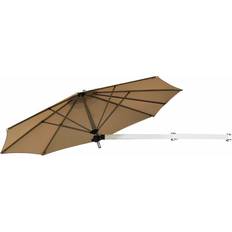 Beige Parasol Bases Costway Wall-Mounted 8.5-Foot Telescopic Folding Patio Umbrella