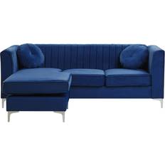 Beliani Right Hand Velvet Corner Sofa 3 Seater