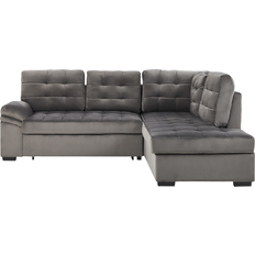 Beliani Corner Bed Grey Velvet Sofa