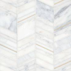 Tiles Bedrosians Ferrara Honed Chevron Marble Mosaic Tile with 10.75 10-Pack 8.96