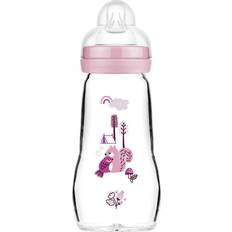 Mam Biberons Mam Feel Good Gourde en verre pour bébé avec tétine Taille 1 à partir de la naissance Écureuil/oiseau 260 ml