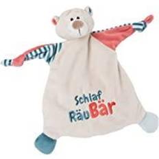 NICI 46732 Björn, sömn, rönbjörn, 25 x 25 cm från 0 månader – gosig handduk för spädbarn och småbarn – babygosedjur/snuffelhandduk – gosig handduk för flickor och pojkar, beige/blå