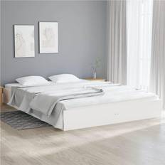 vidaXL Bedframe Massief Hout Wit 200x200 cm