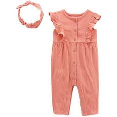 Carter's Baby Crinkle Jersey Jumpsuit & Headwrap Set 2-piece - Pink