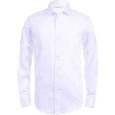 Calvin Klein Boy's Long Sleeve Sateen Dress Shirt - White