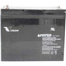 Batteri 12v 75ah Blybatteri 12 V 75 Ah Vision Akkus 6FM75DX Bly AGM B x H x D 258 x 215 x 166 mm M6-skruvanslutning Underhållsfri, Urladdningssäkra