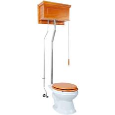 Toilets Renovators Supply Antique Light Oak Wood High Tank Pull Chain Toilet Round Porcelain Bowl 70