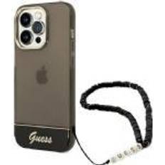 Guess GUHCP14XHGCOHK iPhone 14 Pro Max 6,7" czarny/black hardcase Translucent Pearl Strap iPhone 14 Pro Max Smartphone Hülle, Schwarz