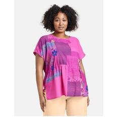 SAMOON Blusenshirt mit Taillen-Tunnelzug Pink