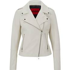 HUGO BOSS Women Jackets HUGO BOSS Larella-2 Leather Biker Jacket - Open White