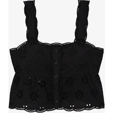 The Kooples Short Black Top With Broderie Anglaise