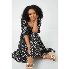 Roman Petite Polka Dot Tiered Midi Dress