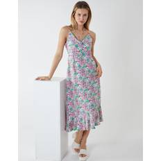 Blue Vanilla Twist Front Floral Print Midi Dress