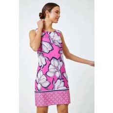 Roman Floral Border Print Shift Dress - Pink