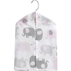 Bedtime Originals Eloise Pink/Gray/White Elephant Diaper Stacker White White