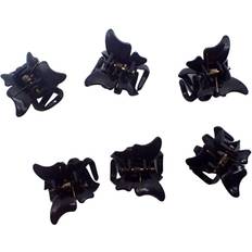 Black Hair Clips Accessories 6Pc Mini Butterfly Hair Clips