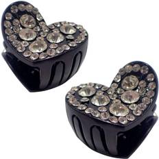 Silver Hair Clips Accessories 2Pc Rhinestone Heart Claw Clips