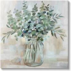 Wall Decor Stupell Industries Soothing Eucalyptus Flower Herb Arrangement Rustic Jar Painting Gallery Wrapped Wall Decor