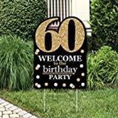 Anniversary Garlands & Confetti Adult 60th Birthday Gold Party Decor Birthday Party Welcome Yard Sign Gold Gold