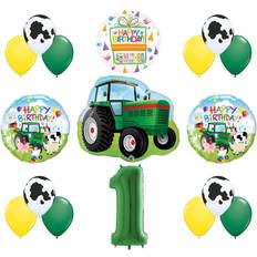 Balloons Mayflower products 1st birthday farm tractor balloon bouquet decorations