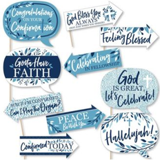 Photo Props, Party Hats & Sashes Funny confirmation blue elegant cross religious photo booth props kit 10 pc